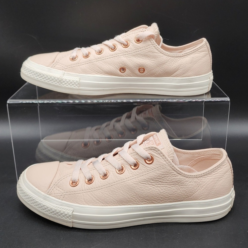 Converse 8.5W 6.5M Pink Leather Chuck Taylor All Star Ox Rose Gold Sneakers 2398